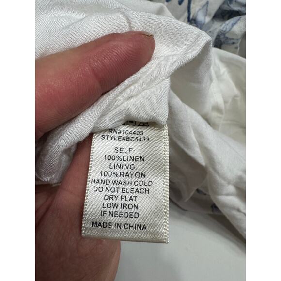 JOA Los Angeles Linen Cold Shoulder Sundress White Floral Women’s Size Small S - Picture 5 of 6